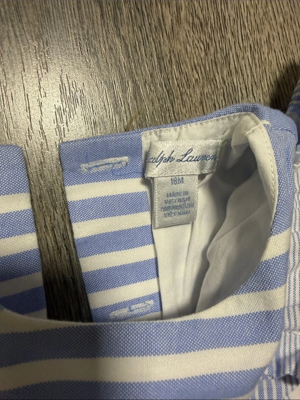 Ralph Lauren Blue and White Striped Flutter-Sleeve Dress